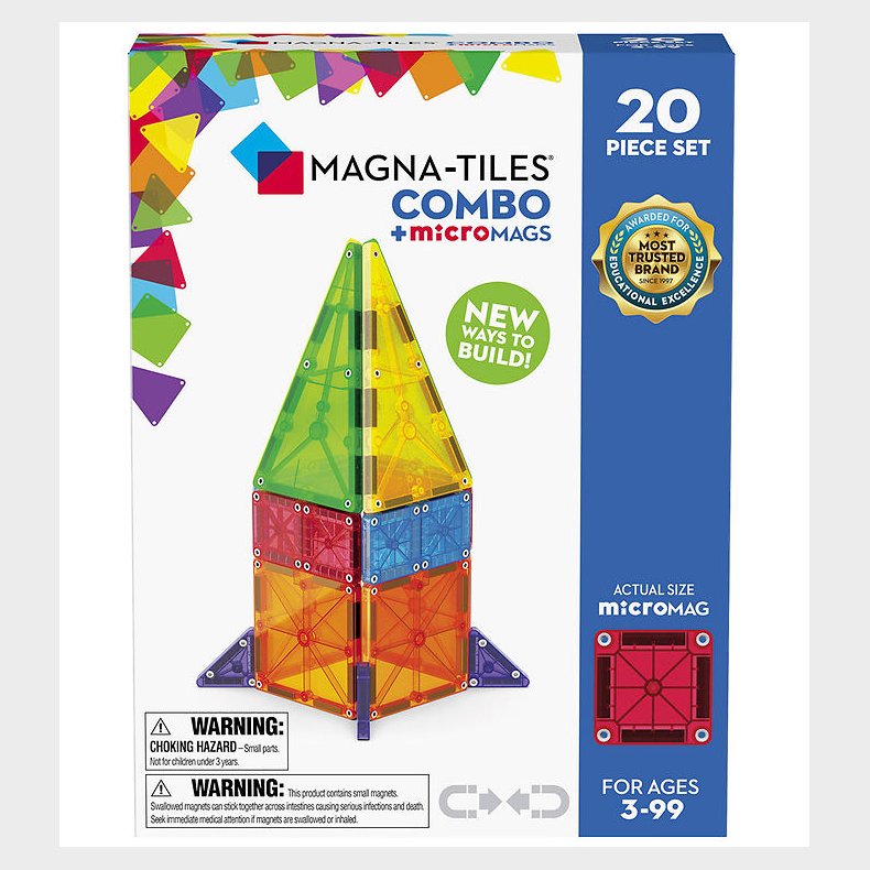 Magna-Tiles Magnetst - 20 Dele - MicroMAGS &amp; Combo