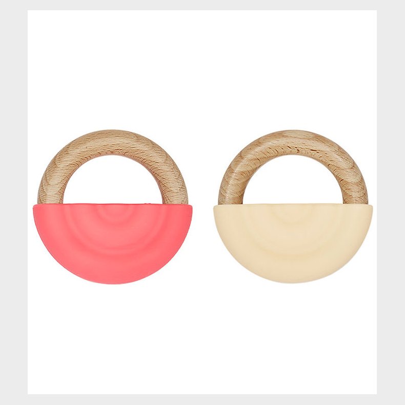 OYOY Bidering - Rainbow Teether - 2-pak - Cherry Red/Vanilla