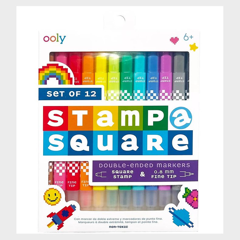 Ooly Dobbeltsidede Tuscher - Stamp a Square - 12 stk