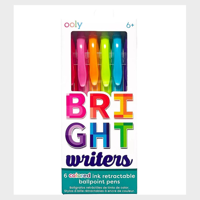 Ooly Kuglepenne - Bright Writers Colored Ballpoint Pens - 6 Stk.
