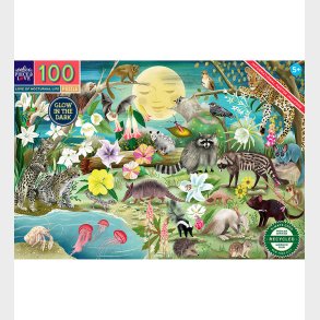 Eeboo Puslespil - 100 brikker - Selvlysende Nattedyr