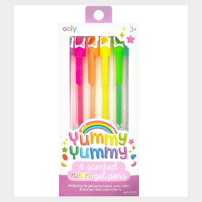 Ooly Kuglepenne m. Frugtduft - Neon - 6 stk - Yummy Yummy