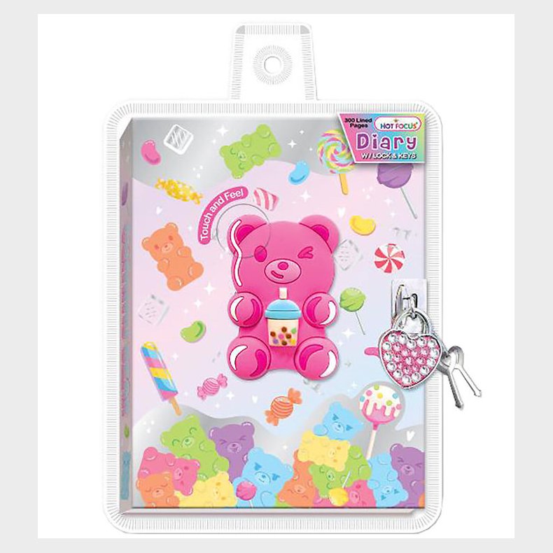 Hot Focus Dagbog m. Ls - 300 sider - Bamser/Slikmotiver