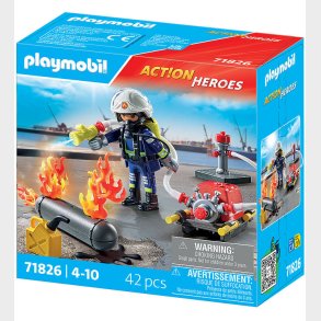 Playmobil Action Heroes - Firefighter With Water Pump - 71826 -