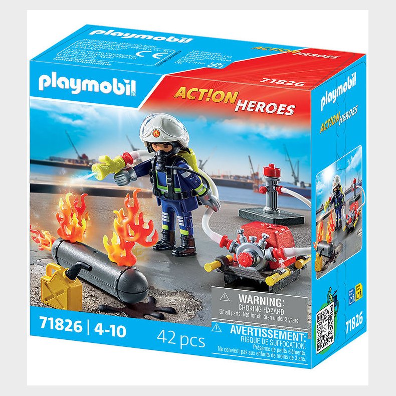 Playmobil Action Heroes - Firefighter With Water Pump - 71826 -