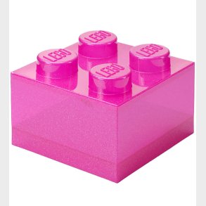 LEGO Storage Opbevaringsboks - 4 Knopper - Glitter Medium Viole