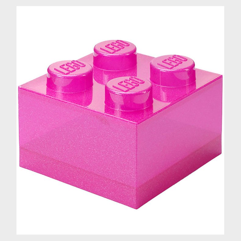 LEGO Storage Opbevaringsboks - 4 Knopper - Glitter Medium Viole