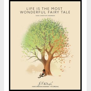 H.C. Andersen Plakat i Ramme - Life is - 40x50cm - Gul