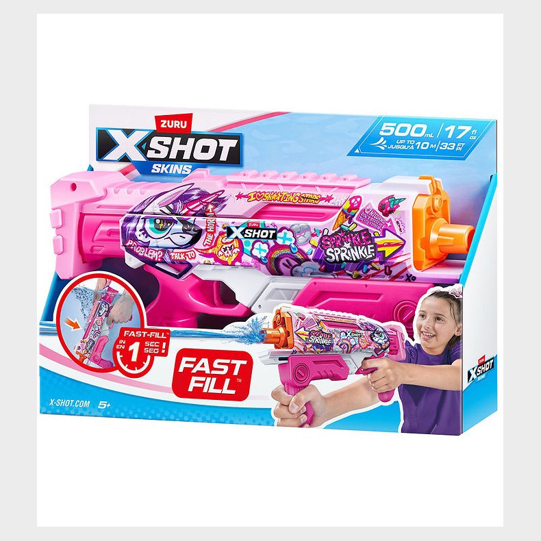 X-SHOT Vandpistol - Skins Hyperload Fast-Fill - 500 ml - Unicorn