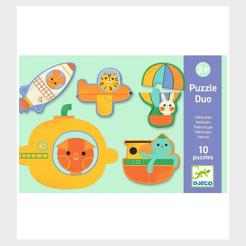 Djeco Puslespil - 20 Brikker - Duo - Vehicles