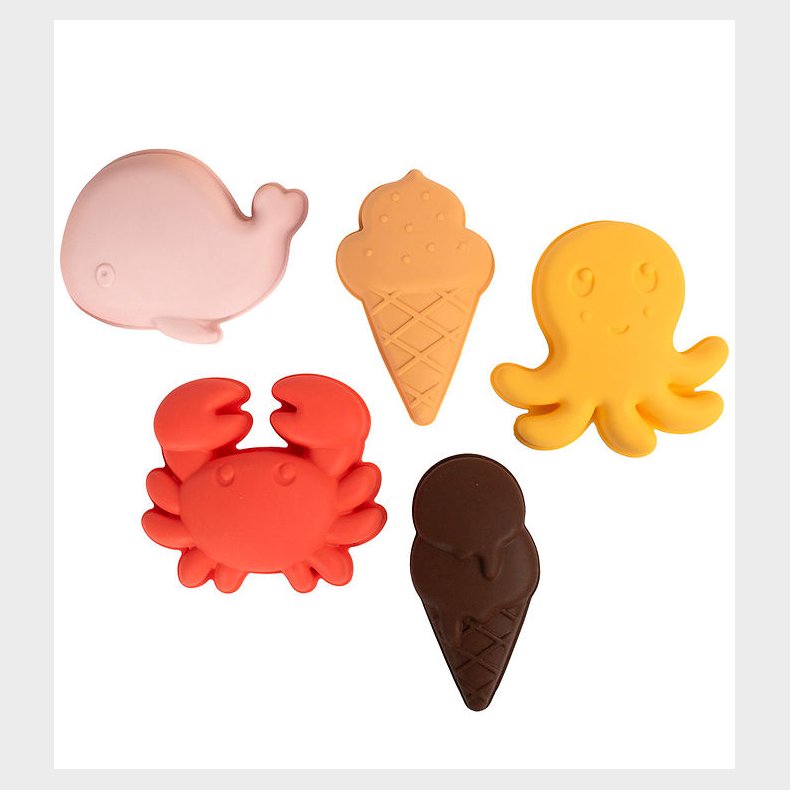 Filibabba Sandforme - 5-pak - Silikone - Peach Mix