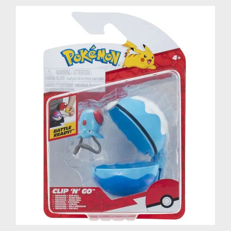 Pokmon Figur - Clip N Go Tentacool m. Dive Ball