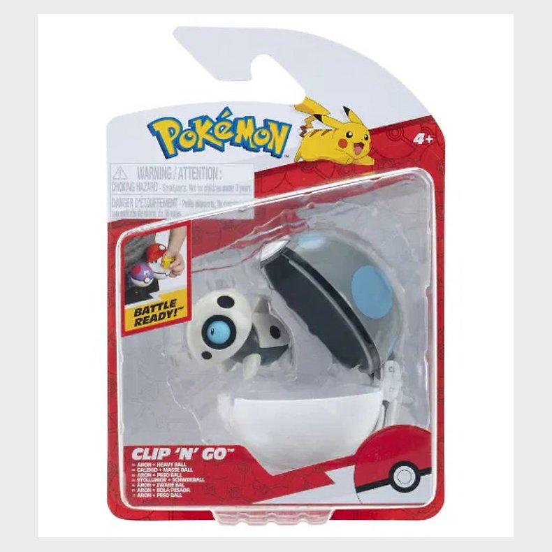 Pokmon Figur - Clip N Go Aron m. Heavy Ball