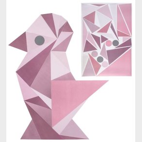 Sebra Wallstickers - Rosa Geometrisk Fugl
