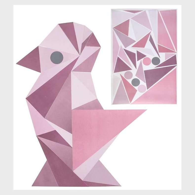 Sebra Wallstickers - Rosa Geometrisk Fugl