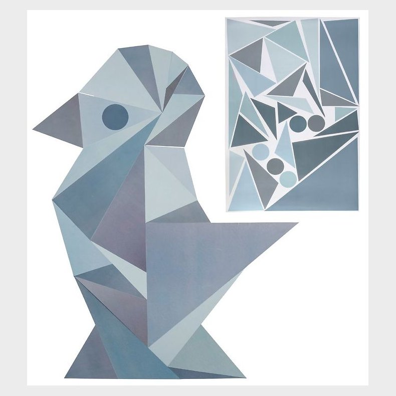 Sebra Wallstickers - Bl Geometrisk Fugl