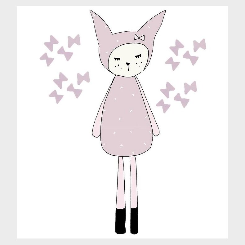 Fabelab Wallstickers - Dreamy Friend Bunny - Lys Lilla m. Kanin