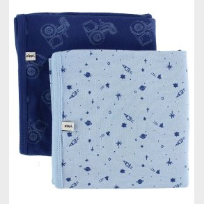 Pippi Tppe - 70x70 - 2-pak - Navy/Lysebl m. Traktor/Rummet