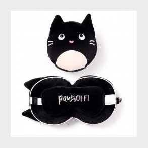 Relaxeazzz Feline Fine Cat Plush Travel Pillow & Eye Mask - Nakkepude
