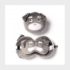 Relaxeazzz Dog Squad Plush Travel Pillow & Eye Mask - Nakkepude