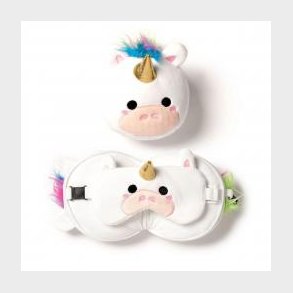 Relaxeazzz Unicorn Plush Travel Pillow & Eye Mask - Nakkepude