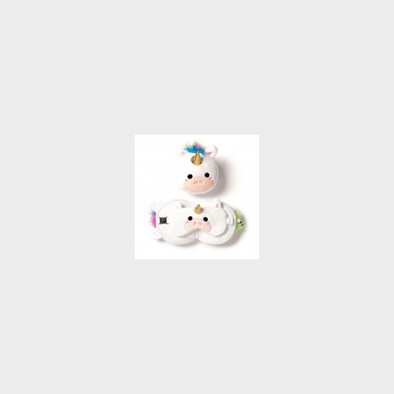 Relaxeazzz Unicorn Plush Travel Pillow &amp; Eye Mask - Nakkepude