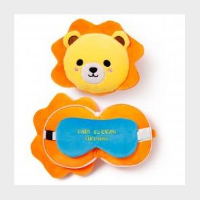 Relaxeazzz Lion Plush Travel Pillow & Eye Mask - Nakkepude