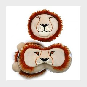 Relaxeazzz Lion Plush Travel Pillow & Eye Mask - Nakkepude