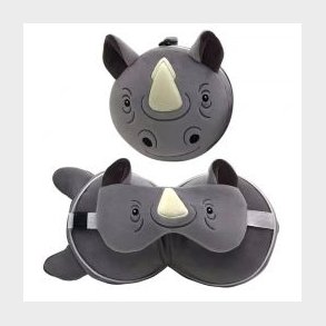 Relaxeazzz Rhino Plush Travel Pillow & Eye Mask - Nakkepude