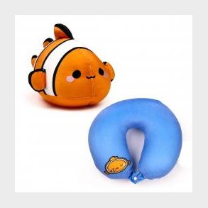 Relaxeazzz Swapseazzz Adoramals Ocean Clownfish 2-in-1 Plush Travel Pillow & Toy - Nakkepude