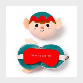 Relaxeazzz Christmas Elf Plush Travel Pillow & Eye Mask - Nakkepude