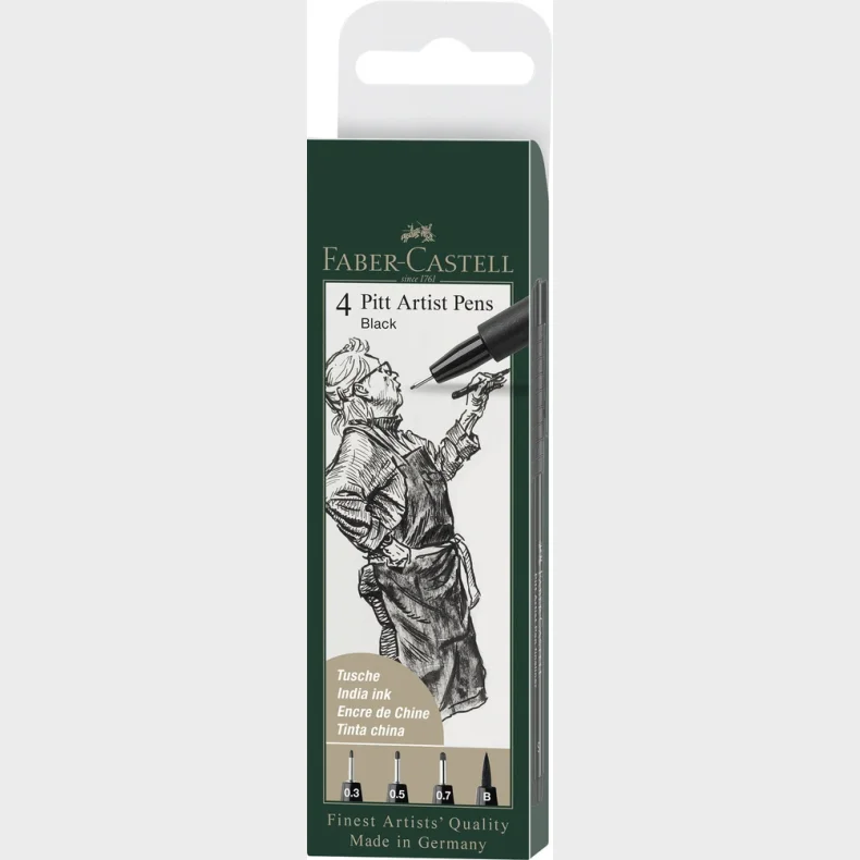 Tusser pitt artist sort ass. 4 stk. i etui