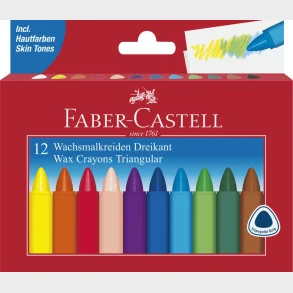 Vokskridt Faber-Castell trekantet 12 stk