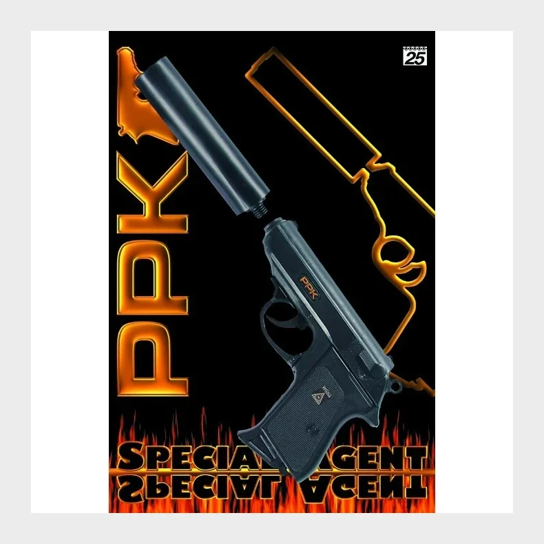 PPK legetjspistol med lyddmper