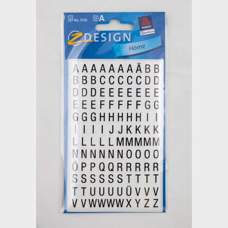 Stickers alfabetet 26pt/6,5mm 2 ark