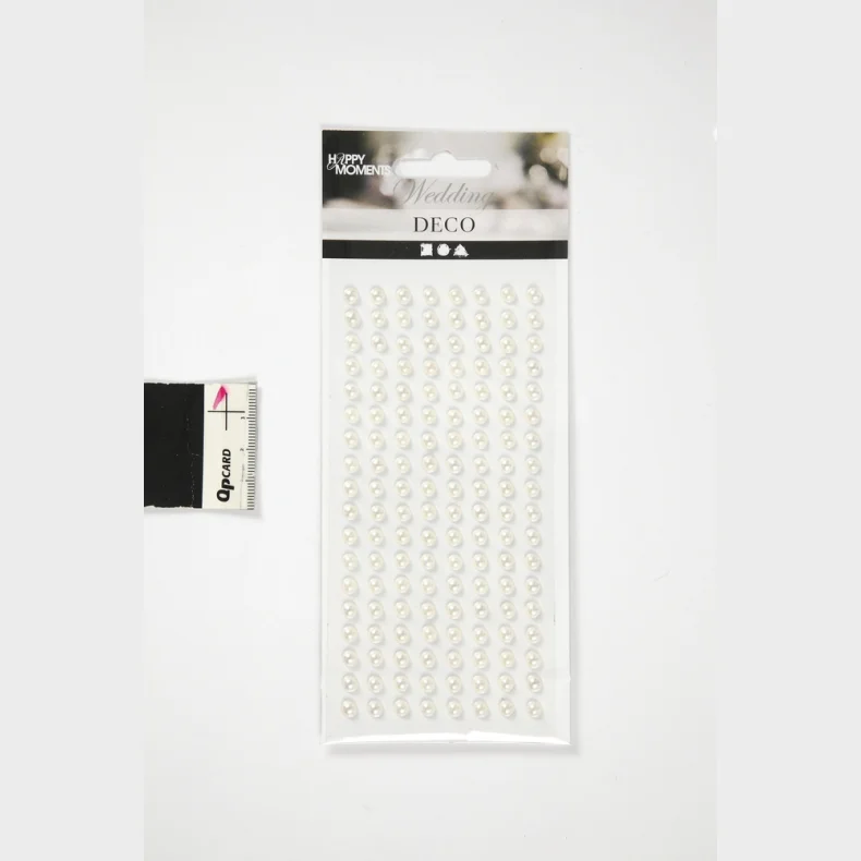 Stickers halv perler 144stk hvid