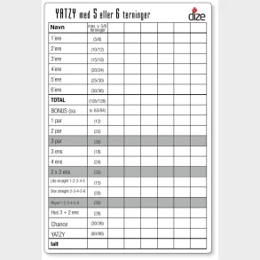 Yatzy blok A5 til 6 terninger 3 stk