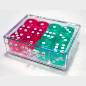 Terninger 12 stk. transparent i ske