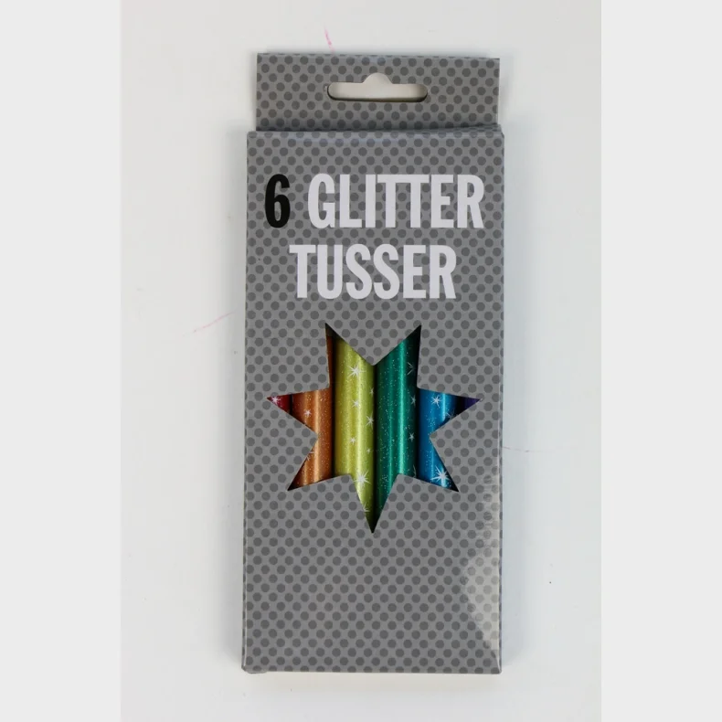 Tusser glitter ass. farver 6 stk.