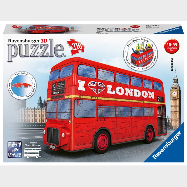 3D Puslespil London Bus 216 brikker