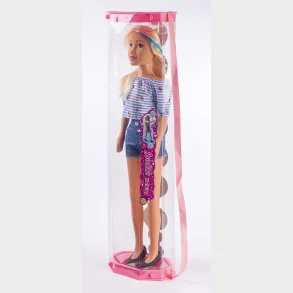 Judith dukke 78 cm med stribet bluse