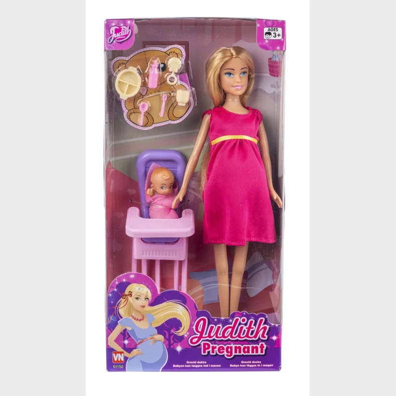 Judith gravid dukke og tilbehr asst