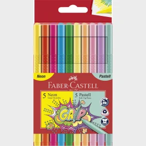 Tusser grip Faber-Castell 10 stk 5 neon 5 pastel