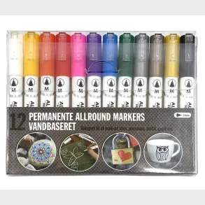 Allround permanente 12 stk. vandbaserede farver