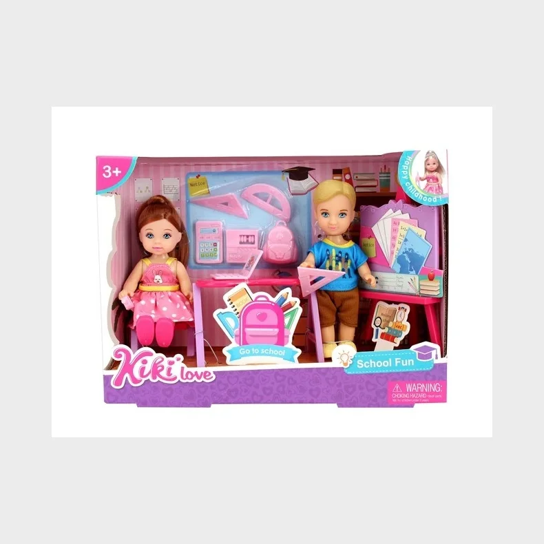 Kiki Love 2-pak dukker med skoletilbehr