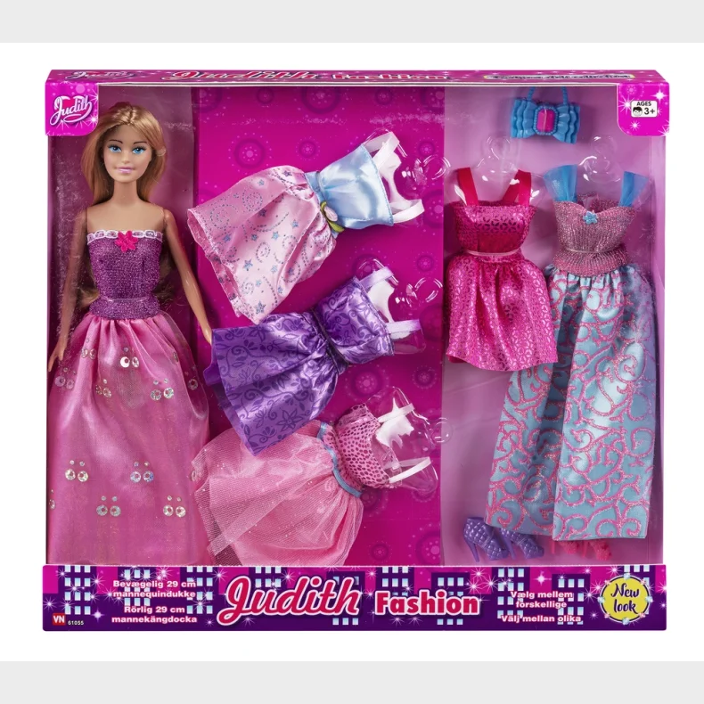 Judith dukke med ekstra kjoler og tilbehr asst