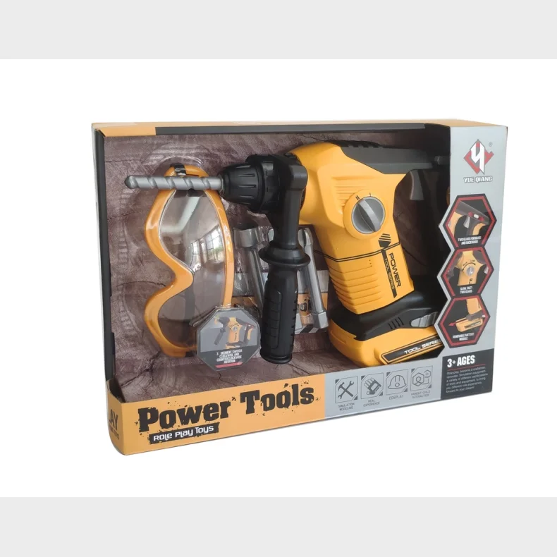 Boremaskine med sikkerhedsbriller