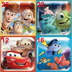 Puslespil Disney Pixar 12-16-20-25 brikker