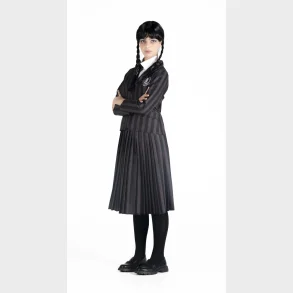 Wednesday Addams nevermore academy kostume med paryk str. 152 cm