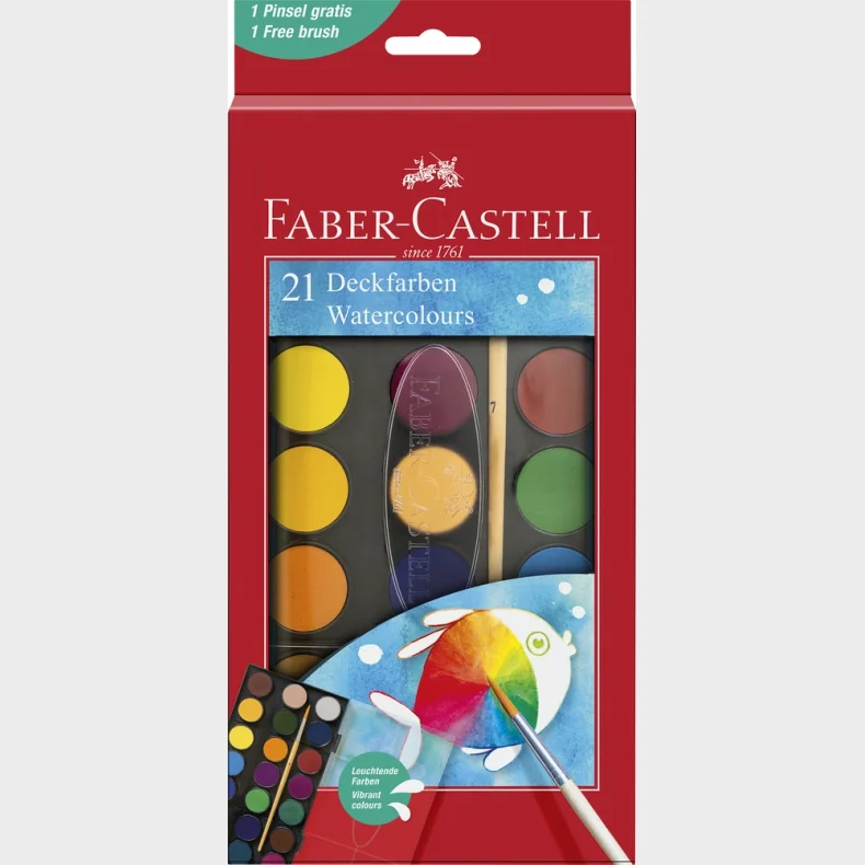 Farvelade med 21 forskellige farver og 1 pensel